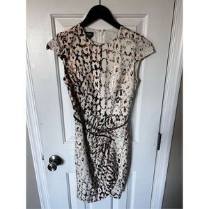 Bebe  animal print dress size 00 cat leopard cheetah work business dress sexy nw